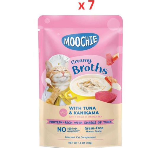 Moochie Creamy Broth With Tuna & Kanikama 40G Pouch  (Pack Of 7)