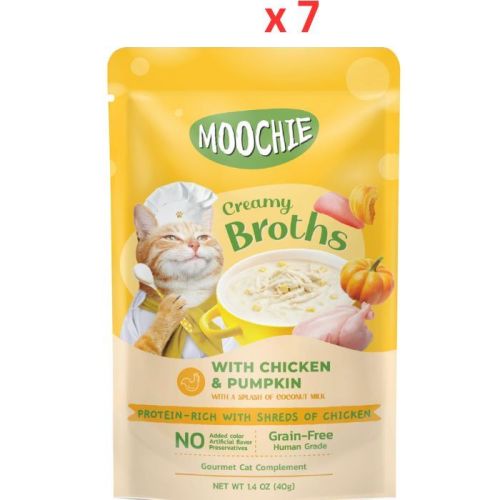 Moochie Creamy Broth With Chicken & Pumpackin 40G Pouch  (Pack Of 7)
