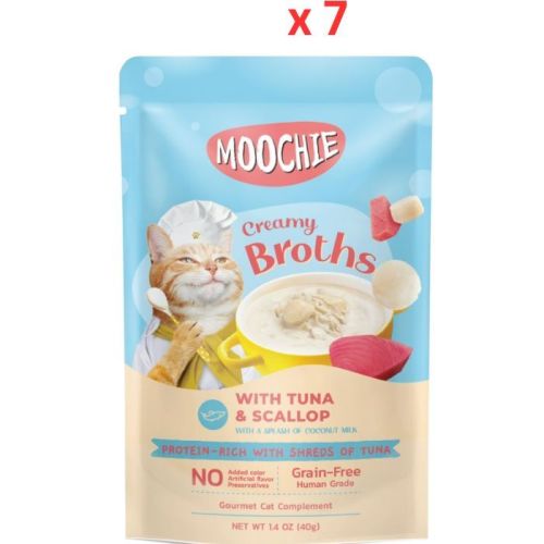 Moochie Creamy Broth With Tuna & Scallop 40G Pouch  (Pack Of 7)