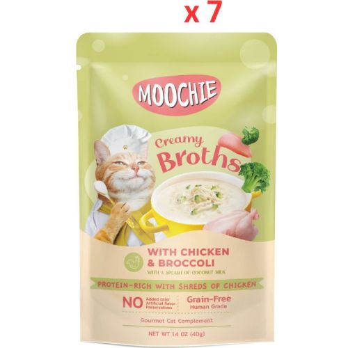Moochie Creamy Broth With Chicken & Broccoli 40G Pouch  (Pack Of 7)
