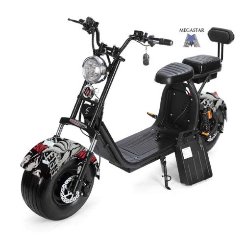 Megastar Megawheels Stylsh 60 V Groovy Fat Tyre Scooter With Headlights & Removable Battery - Grey (UAE Delivery Only)