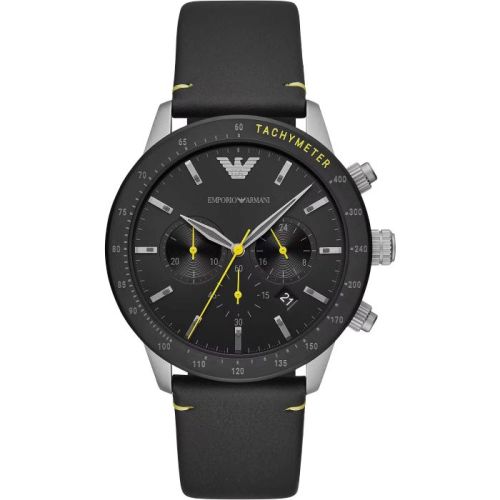 Emporio Armani Black Leather Chronograph Watch (4048800000000)