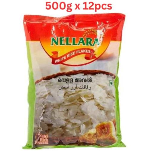 Nellara White Rice Flakes 500g  (Pack of 12)