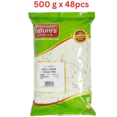Natures Choice Thin Rice Flakes - 500 gm (White) Pack Of 48 (UAE Delivery Only)