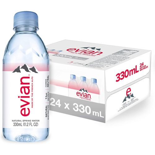 Evian Natural Mineral Water 330ML (24 Bottles) 