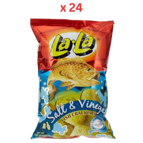 La La Salt & Vinegar Fish Crackers, 100G Pack Of 24