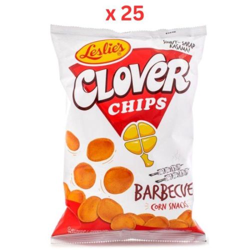 Leslies Clover Chips Barbecue, 145G Pack Of 25 (UAE Delivery Only)