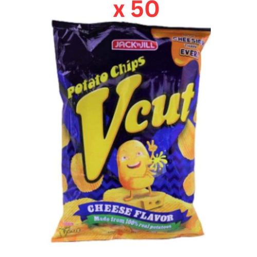 Jack N Jill V Cut Potato Chips Cheese Flavour, 60 Gm Pack Of 50 (UAE Delivery Only)