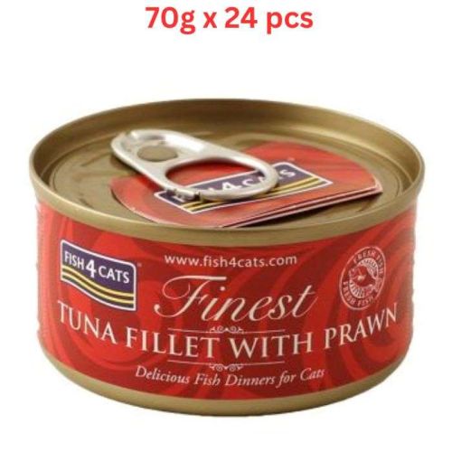 Fish4Cats Tuna Fillet with Prawn Wet Food For Cat 24 X 70g