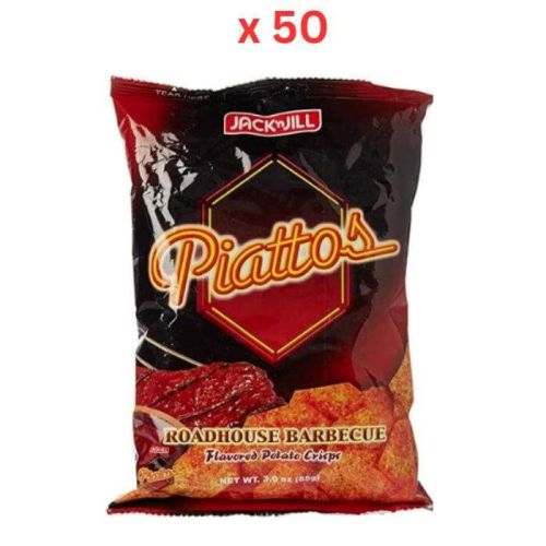 Jack N Jill Piattos Potato Crisps Roadhouse Barbecue, 85 G Pack Of 50 (UAE Delivery Only)