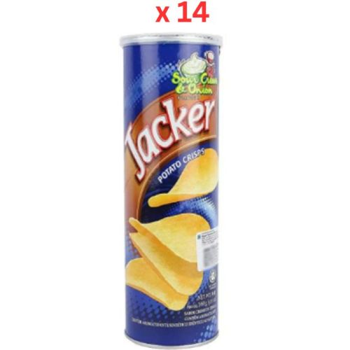 Oriental Jacker Potato Crisps Sour Cream Onion, 160 Gm Pack Of 14 (UAE Delivery Only)