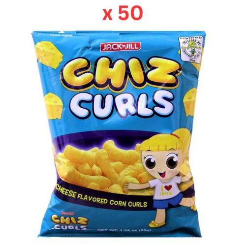Jack N Jill Chiz Curls Cheese Corn Snack - 55 Gm (88560) Pack Of 50 (UAE Delivery Only)