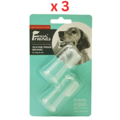Fresh Friends Silicone Finger brush For Dogs and Cat 2 pcs/Blister (Pack of 3)