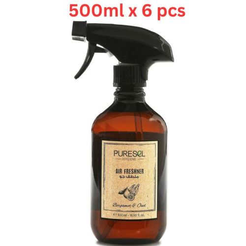 Puresel Spray Air Freshener Bergamot & Oud 500ML (Pack of 6)