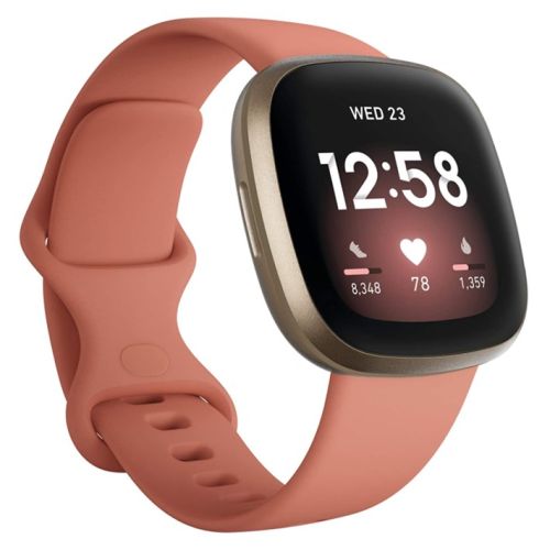 Fitbit Versa 3 Smartwatch , Pink Clay Soft Gold Aluminium