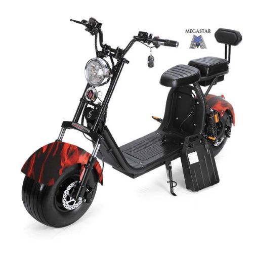 Megastar Megawheels Stylsh 60 V Groovy Fat Tyre Scooter With Headlights & Removable Battery - Maroon (UAE Delivery Only)