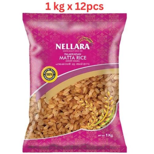 Nellara Palakkadan Matta Short Grain Rice 1KG (Pack of 12) 