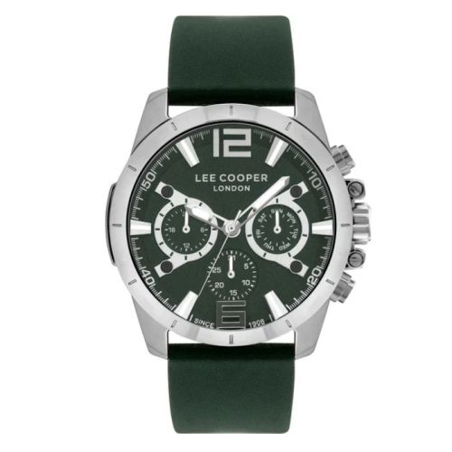 Lee Cooper Men's VX9JE1 Movement Watch, Multi Function Display and Leather Strap, Green - LC07613.377