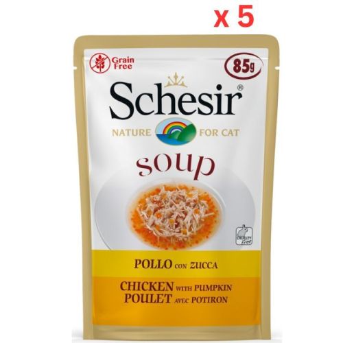 Schesir Cat Wet Soup Chicken With Pumpackin 85G (Pack Of 5)
