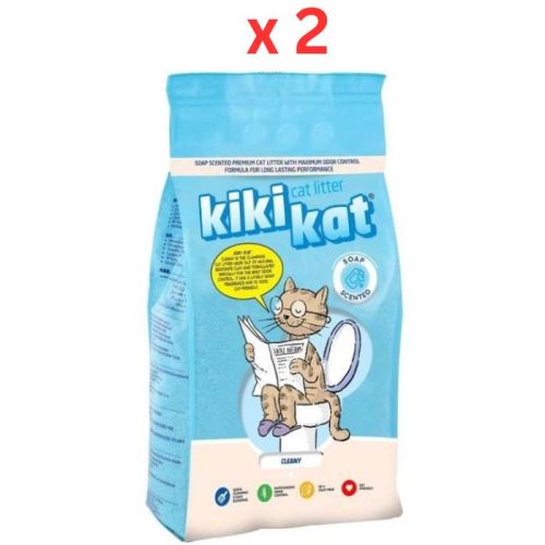 Kiki Kat White Bentonite Clumping Cat Litter Cleany 5L (4.35 Kg) (Pack of 2)