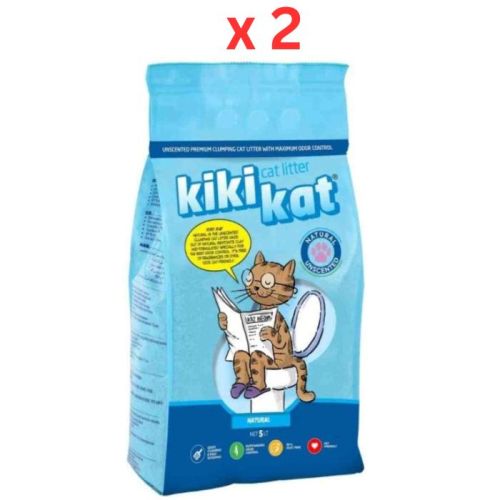 Kiki Kat White Bentonite Clumping Cat litter Natural 5L (4.35 KG) (Pack of 2)