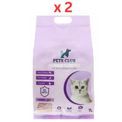 Pets Club Soya Bean Clumping Cat Litter-lavender-7l (2.5 Kg) (Pack of 2)