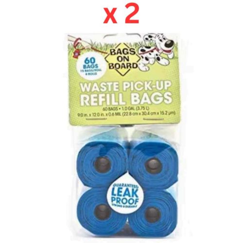Bags On Board 60-Piece Waste Pick Up Refill Bags Blue (UAE Delivery Only) (Pack of 2)