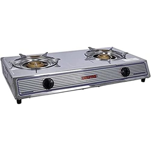 Geepas Automatic Ignition System Stainless Steel Gas Cooker 2 Burner‎-(Silver)-(GGC31033)