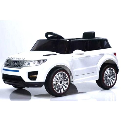 Megastar Ride On 12V Range Rover Style Kids Car White with Power Steering and Trolley - White (UAE Delivery Only)