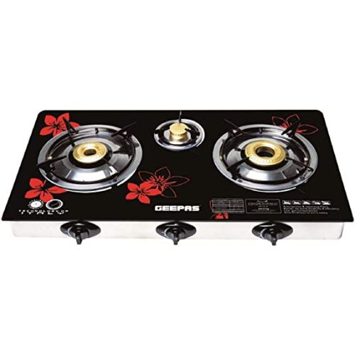 Geepas Triple Burner Gas Cooker with Tempered Glass Top, GK6759