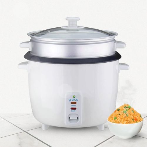 Gratus 2 In 1 Multipurpose Electric Rice Cooker, Cooks and Keep Warm-(White)-(GRC18700GBCP)