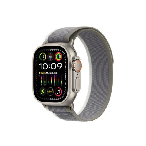 Apple Watch Ultra 2, 49mm, GPS + Cellular, Titanium Case with Green Grey Trail Loop - Small/Medium