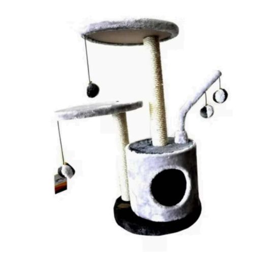 Catry Cat  Tower Gym Tree Scratching Pond Cat Lounging Tower And Hide Away  35 X 35 X 71Cm Grey   (UAE Delivery Only)