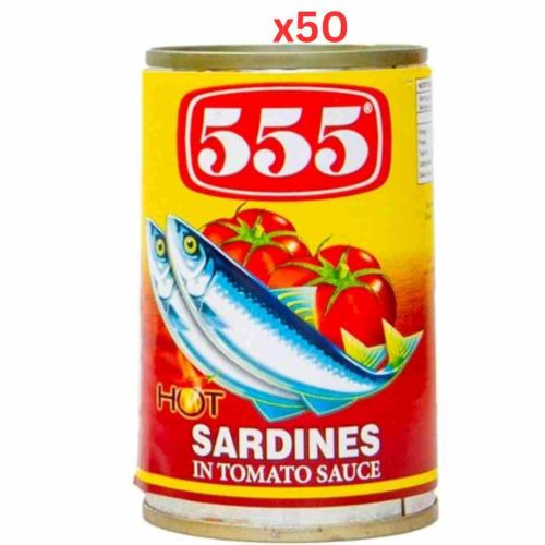 555 Sardines In Tomato Sauce With Chilli, 155 Gm Pack Of 50 (UAE Delivery Only)