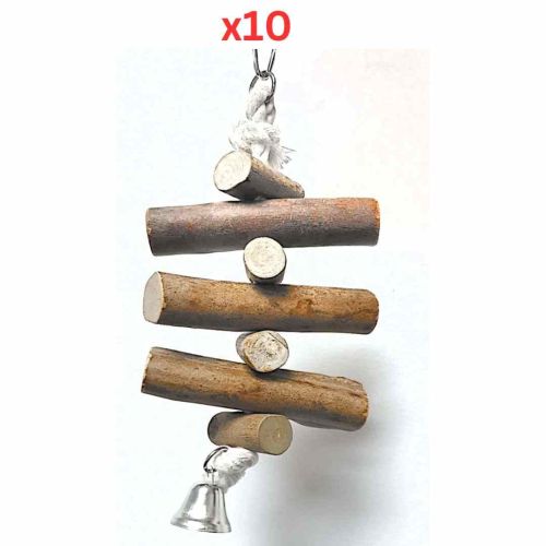 Pets Club Natural Wooden Bird Toy, Size H29xW11 Cm (Pack of 10)