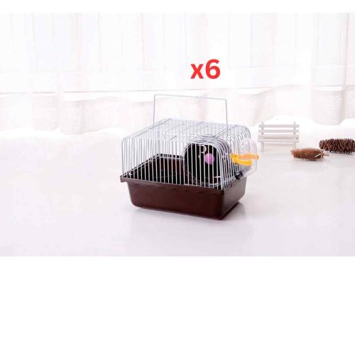 Pets Club Hamster Cage With Running Wheels,Water Bottle & Food Feeder-31x24x17Cm - Brown (Pack of 6)