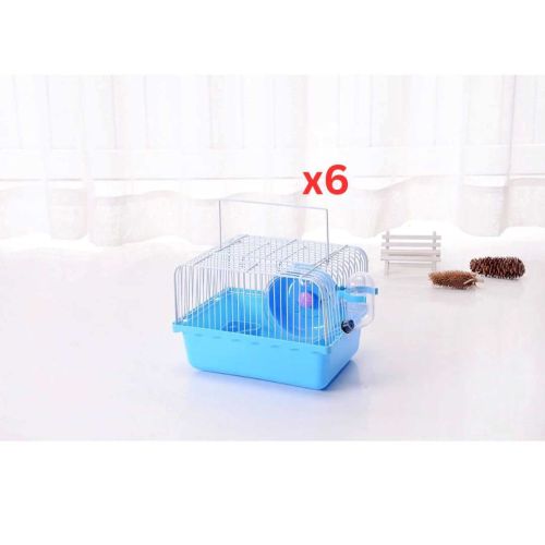 Pets Club Hamster Cage With Running Wheels,Water Bottle & Food Feeder-31x24x17Cm - Blue (Pack of 6)