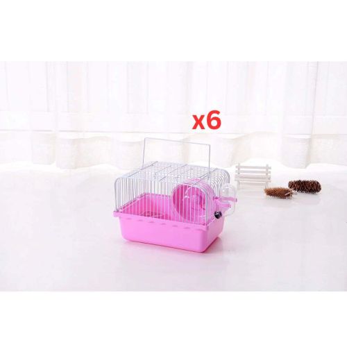 Pets Club Hamster Cage With Running Wheels Water Bottles & Food Feeder-27x21x17Cm - Blue (Pack of 6)