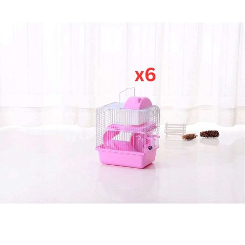Pets Club Two Floor Hamster Cage With Running Wheels,Water Bottle & Food Feeder,Bedroom & Game Equipment-27x21x33Cm (Pack of 6)