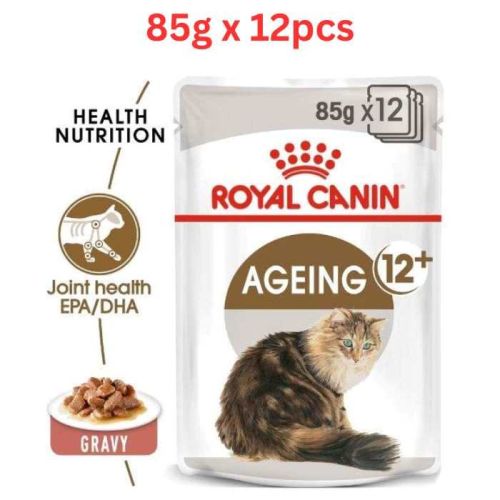 Royal Canin Feline Health Nutrition Ageing 12+ Adult Gravy Wet Food Pouches Cat Food 85g x 12 pcs