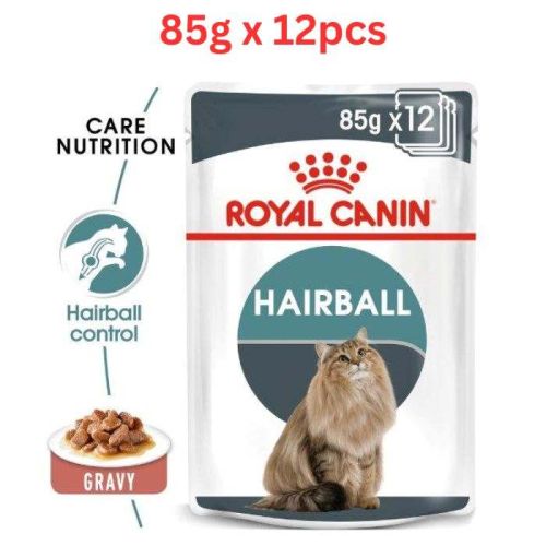 Royal Canin Feline Care Nutrition Hairball Gravy Wet Cat Food  Pouches 85g x 12 pcs