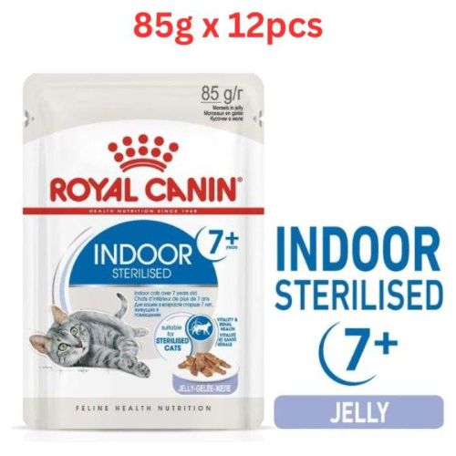 Royal Canin Feline Health Nutrition Indoor 7+ Adult Sterilised Jelly Wet Food Pouches Cat Wet Food 85g x 12 pcs