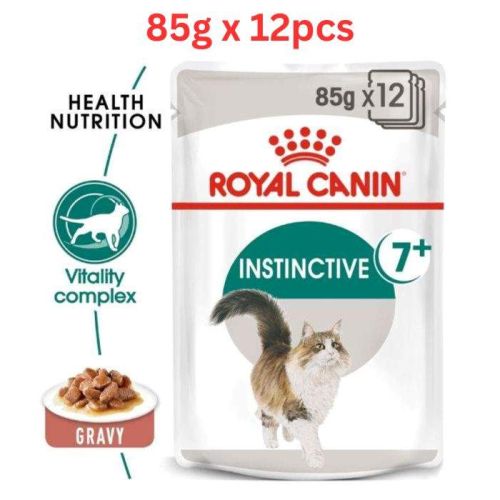 Royal Canin Feline Health Nutrition Instinctive 7+ Gravy Wet Food Pouches Cat Dry Food 85g x 12 pcs