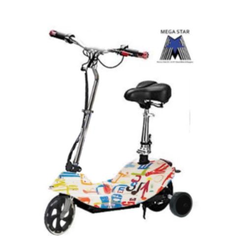 Megastar Megawheels Zippy 24 V Electric Scooter With Training Wheels For Kids - Melody White (UAE Delivery Only)