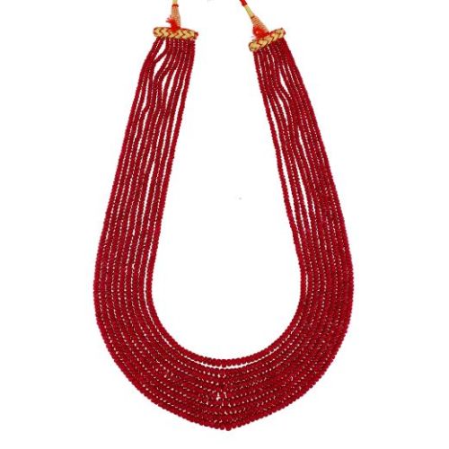 Sri Jagdamba Pearls Ruby Necklace Set 7 Lines - JPJAN-20-308