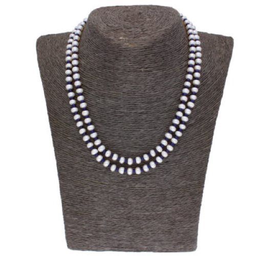 Sri Jagdamba Pearls Pearl With Blue Sapphire Necklace Set - JPJAN-20-315