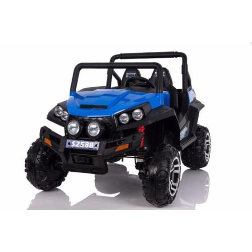 Megastar Rideon 12V  2 Seater Kids Buggy 4X4  With Rubber Tyres Car & Leather Seats - Blue (UAE Delivery Only)