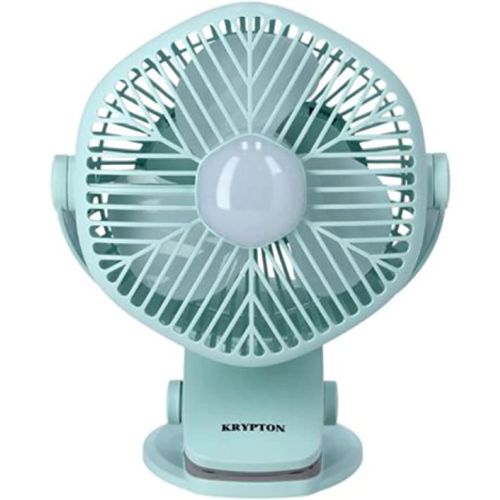 Krypton Rechargeable 5 inch Mini Fan with LED Light, Pastel Cyan - KNF5405