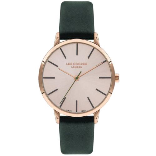 Lee Cooper Women's 2035 Movement Watch, Analog Display and Leather Strap, Green - LC07646.417