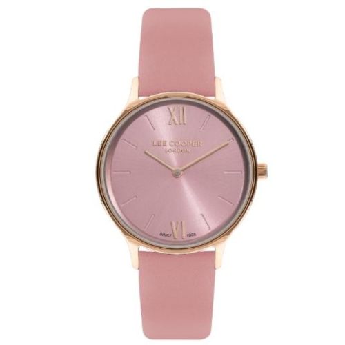 Lee Cooper Women's Y120F1 Movement Watch, Analog Display and Leather Strap, Pink - LC07712.488